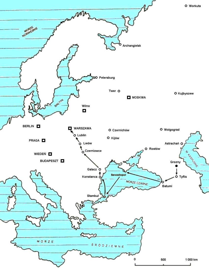 Mapa - Ucieczka z Groznego 1920